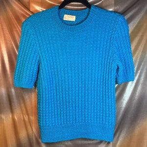 VINTAGE 80’s turquoise hand knitted‎ sweater. Mint condition. Med 158 36” chest